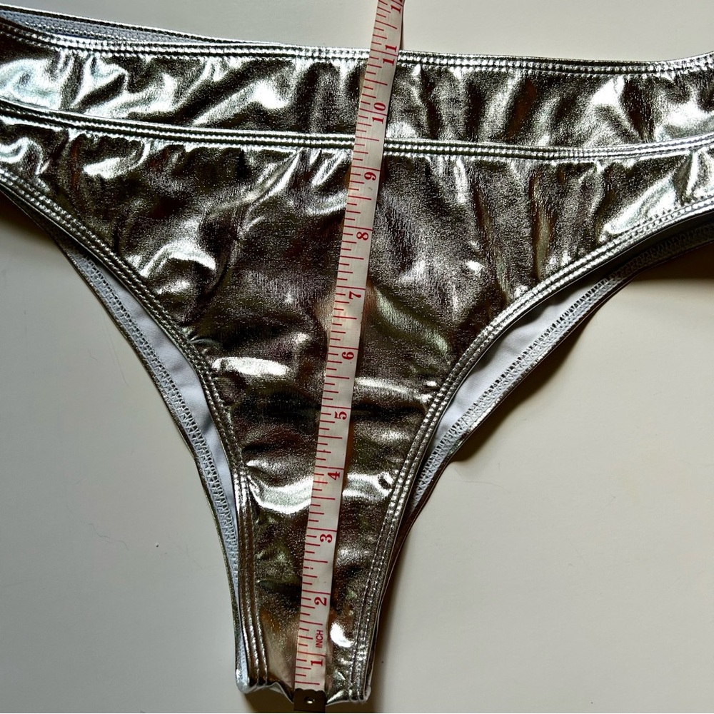 ๐ฝ Cheeky High-Waist Metallic Bikini Bottom Sz L ๐ฝ Spacey Aliencore Swimwear - Picture 6 of 7